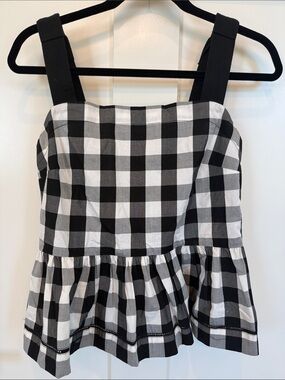 kate spade Black & White Gingham Peplum Top
